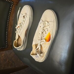 Soludos Beige Sneakers with Rainbow Detail